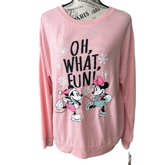 Disney Tops - Disney Mickey Minnie Sleepwear Sweater Top Long Sleeves Loungewear Pink